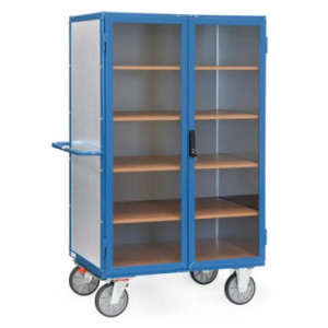 https://www.techni-contact.site/ressources/images/produits/merchandising/chariot-ferme-avec-porte-a-double-battant-transparent-42191884-1.jpg - Charge : 750 Kg - 5 plateaux en mélaminé - Porte à double polycarbonate