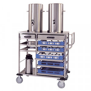 Chariot inox de cuisine pour paniers à vaisselle - Dimensions du plateau supérieur : 945 x 570 mm