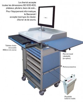 Chariot médical informatisé - Chariot polyvalent en aluminium anodisé