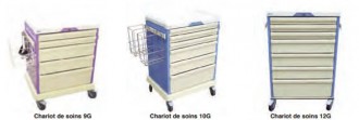 Chariot médical modulable - 3 capacités de stockage : 9, 10, 12 glissières