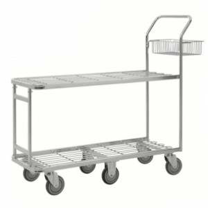 Chariot panier de magasin - Capacité : 200 Kg - Dimensions : 1320x430x1120 mm - 6 roues