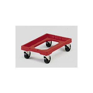 Chariot porte bac Normes Europe 600x400 mm - Charge : 250 kg  - Fond : grillagé / ouvert  - Dim. ext. : (L x l x H) 598 x 400 x 182 mm