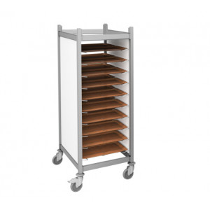 Chariot porte-plateaux - Matière : Inox - Dim(L x l x H)  : 505 x 680 x 1680 mm- Capacité: 12 à 24 plateaux