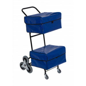 Chariot postier ergonomique - 2 sacoches amovibles - 2 x 3 roues en étoiles