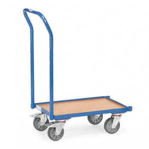 https://www.techni-contact.site/ressources/images/produits/merchandising/chariot-pour-bacs-avec-plateau-en-melamine-49943373-1.jpg - Charge : 250 kg - Plateau en mélaminé avec rebord et dossier de poussée - Hauteur totale : 970 mm