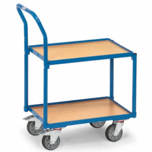 https://www.techni-contact.site/ressources/images/produits/merchandising/chariot-pour-bacs-avec-rebord-et-dossier-de-poussee-78487871-1.jpg - Charge : 250 kg - 2 plateaux en mélaminé - Hauteur totale : 970 mm
