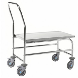 Chariot tout inox classe C3 - Tout inox, y compris les roulettes - Capacité : 100 Kg