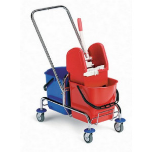 Chariots en chrome 2 seaux de 15L - Dimensions (LxIxH)en cm : 67 x 39 x 88