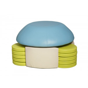 Chauffeuse pouf maternelle - Structure en mousse de polyuréthane - Dimensions hors tout Ø 73 cm H 46 cm