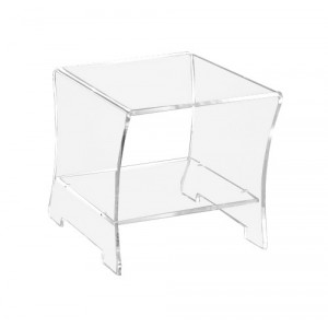 Chevet en altuglas - Hauteur : 43 cm - Plateau : 39 x 43 cm - Coloris : Transparent ou Noir