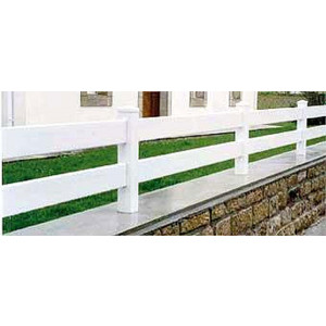 Clôture PVC blanc 2 lisses - Barreaux : lames 120 x 28 mm