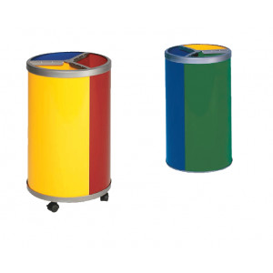 Collecteur tri sélectif sans toit - Capacité : 3 x 60 L - Dimensions : H.720 x Ø 420 mm