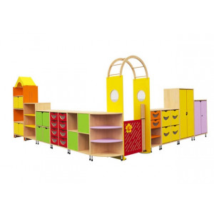 Combinaison de rangement pour crèches - Dimensions : L 3658 mm x H 1534 mm x P 4414 mm