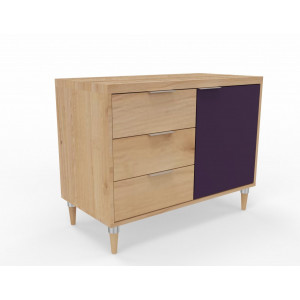 Commode en bois pour chambre 1 porte - Piètement hêtre massif - Panneau mélaminé de 19 mm  - patins plastiques