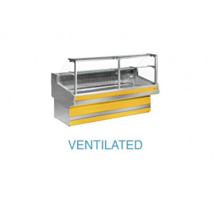 Comptoir vitrine réfrigérée ventilé sans réserve - Exposition en acier inox AISI 304   -  Tablette de travail en granit