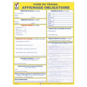 Consigne code du travail - Dimensions : 450 x 600 mm