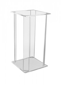 Console plexi carré - Plexiglas épaisseur 10 mm - Base et plateau carrés : 40/40 cm - Hauteur 80 cm