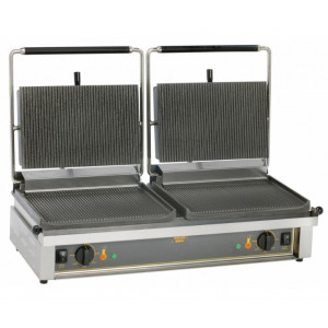 Contact grill panini double - Plaque inférieure rainurée ou lisse