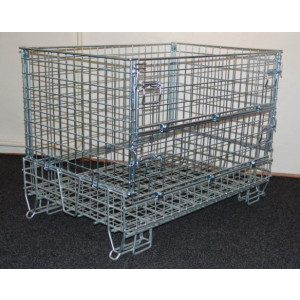 Conteneur cage en fil pliable - Cage de fil pliable - Finition - zinc electropalte