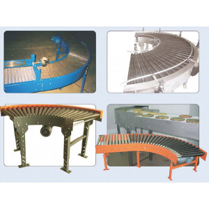 Convoyeur courbe motorisé - Largeur : 83 à 990 mm - Rouleaux coniques