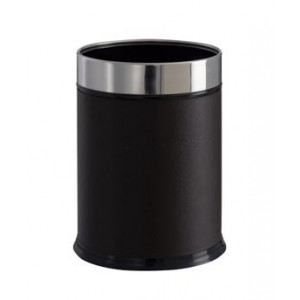 https://www.techni-contact.site/ressources/images/produits/merchandising/corbeille-a-papier-en-acier-13-l-77794175-1.jpg - Acier poudré et revêtement décoratif en simili cuir noir - Capacité : 13 L