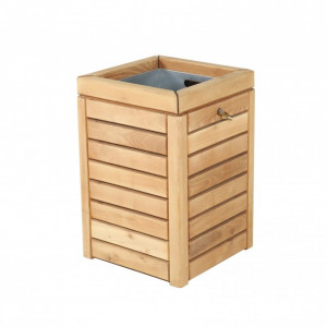 Corbeille ville en bois - Capacité : 50 L - Dim : 46 x 46 H 68 cm