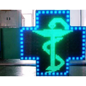 Croix de pharmacie couleur programmable - Externe - Double face 115 X 115