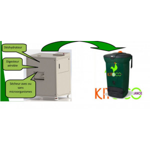 Sécheur déchets organiques  - Sécheur KTD-TG-20, traite de 10 à 20 kg/jour, tout inox 304 