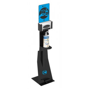 https://www.techni-contact.site/ressources/images/produits/merchandising/distributeur-de-gel-hydroalcoolique-a-pedale-58711812-1.jpg - Dimensions (L x P x H) 300 x 365 x 1415 mm - Acier poudré polyester - Coloris : blanc ou noir -