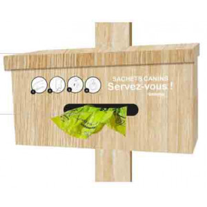https://www.techni-contact.site/ressources/images/produits/merchandising/distributeur-de-sachets-canins-en-rouleau-200-sachets-27451756-1.jpg - Capacité : 200 sachets - Dimensions (L x H x P) : 335 x 330 x 165 mm – En bois