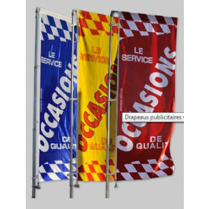 Drapeau publicitaire vertical - 3 hauteurs possibles : de 3,5 à 5.5 mètres