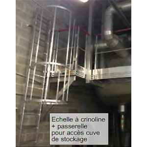 Echelle à crinoline sur cuve de stockage - Palier long. : 12 mètres – En milieu pétrochimique