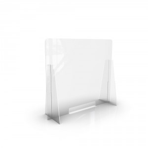 Ecran de protection plexi bureau  - Largeur : 75 ou 100 cm - Hauteur : 65 cm - Avec ou sans passe documents