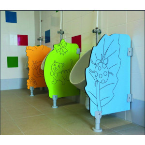 Ecran urinoir pour enfants - Forme Pomme - Stratifié massif ép. 10 mm - 750 x 750 mm - Forme : Pomme
