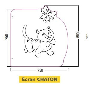Ecran urinoir pour enfants - Forme chaton - Stratifié massif ép. 10 mm - 800 x 750 mm - Forme Chaton
