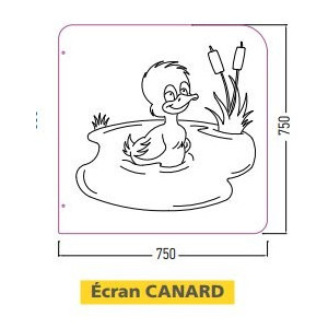 Ecran urinoir pour enfants - Forme Canard - Stratifié massif ép. 10 mm - 750 x 750 mm - Forme Canard
