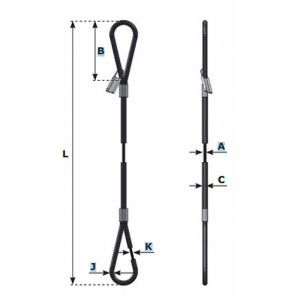 Élingue à câble en acier - CMU : de 250 à 4000 Kg - 2 manchons d’extrémité Aluminium