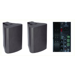 Enceinte compacte amplifiée - 1 enceinte active amplifiée de 25W - 1 enceinte passive de 25W