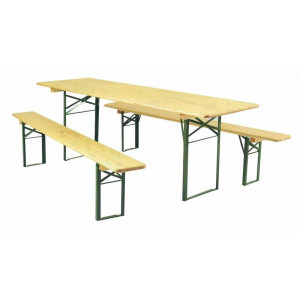 Ensemble table banc brasserie pliant - En pin massif - Finition peinture couleur verte