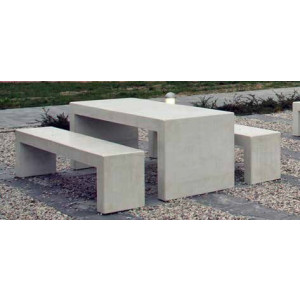 Ensemble table et bancs en béton armé - Longueur : 2200 mm