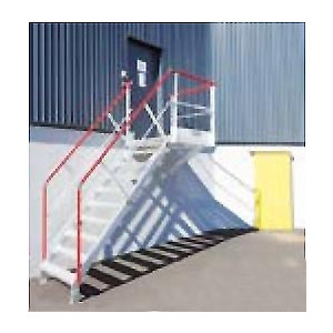 Escalier d'accès avec palier en aluminium - Rampes et garde-corps amovibles
