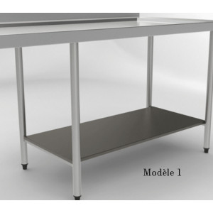 Etagère basse à claies ou pleine - Matière : Inox - Longueur table: 850 à 2750 mm - Nombre d'arceaux  : 1- 2 - 3