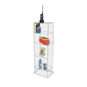 Étagère bibliothèque plexiglas - Plexiglas ép 10   5 mm - Dim :(L x P x H) 33 x 22 x 110 cm - 4 étagères réglables sur taquets