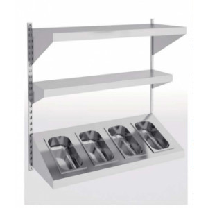 Etagère murale réglable - Fabrication tout inox AISI-304 18/10- Dimension (HxPxL) mm : Jusuq’à 1600 x 400