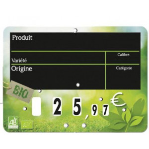 Etiquettes prix fruits et légumes Bio - Paquet de 10 - Pique inox ou grandes pattes