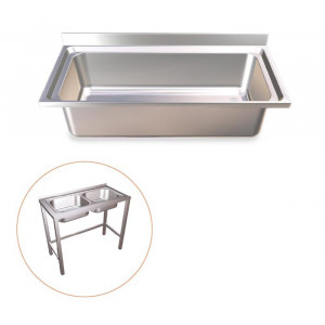 https://www.techni-contact.site/ressources/images/produits/merchandising/evier-industriel-a-une-cuve-avec-cadre-59111585-1.jpg - Inox - Finition : Givré - Pieds ajustables - Cadre inférieur renforcé
