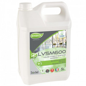 EXEOL Liquide vitres et surfaces ECOLABEL LVSM600 5L - Liquide de nettoyage pour vitre et toutes surfaces modernes vitrées