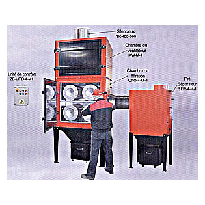 Extracteur de poussières sèches - 4 cartouches filtrantes pour surface totale de 52 M2