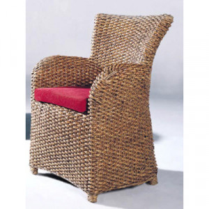 Fauteuil en fibres naturelles - Cousin rouge velour déhoussable