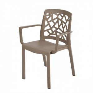 Fauteuil extérieur taupe - Revêtement : Polymère thermoplastique